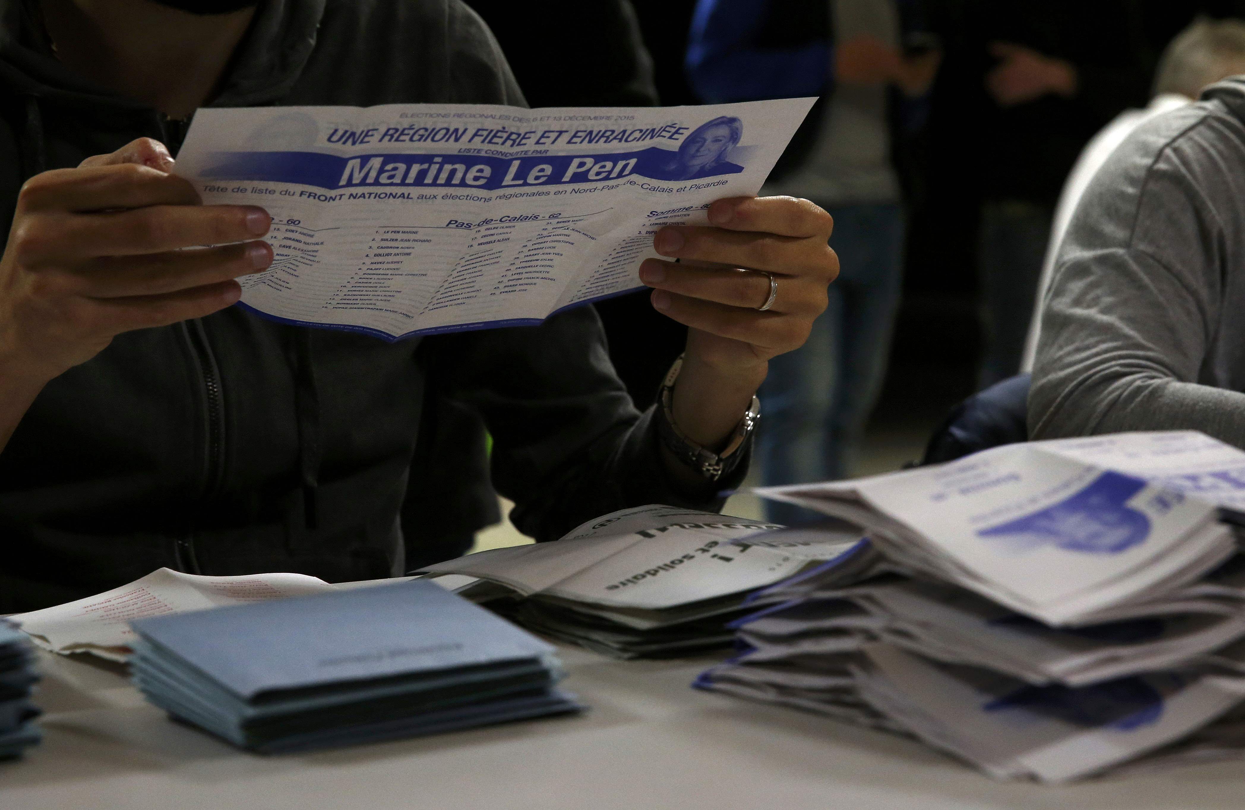 FN à 30,6%, LR et centre à 27%, PS à 22,7, selon Ifop-Fiducial