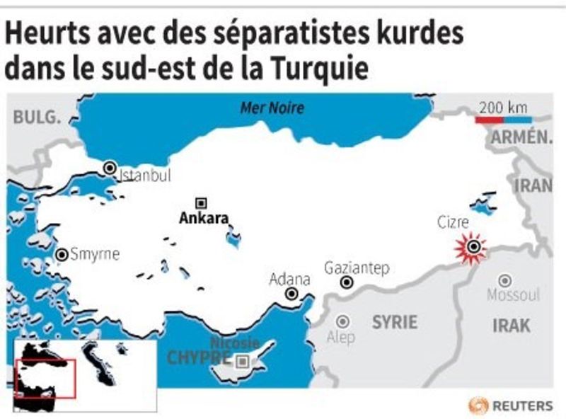 Sept morts lors de combats à Cizre dans le sud-est de la Turquie