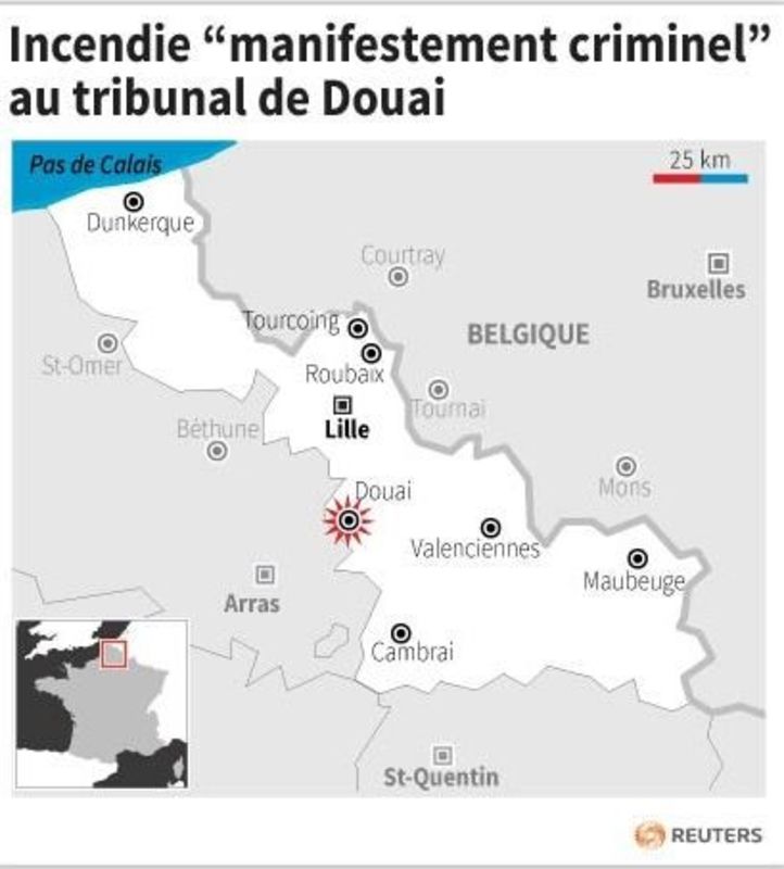 Incendie "manifestement criminel" au tribunal de Douai